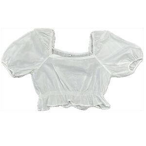 Uniqlo Women’s White Puff Sleeve Cropped Blouse